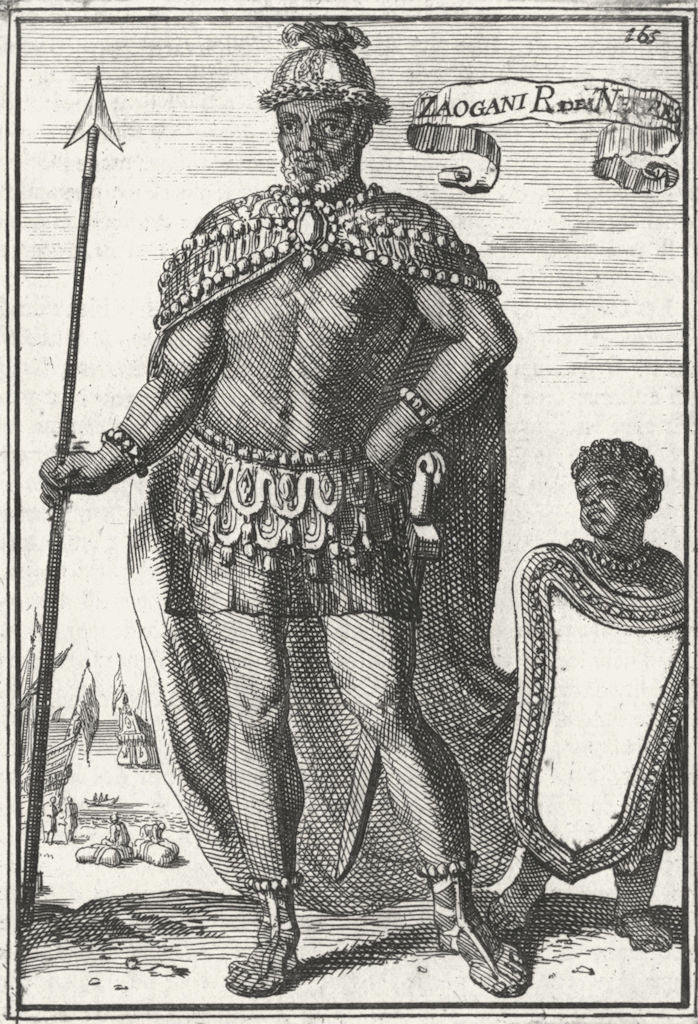 ZAOGANI. King of Negroes; Mallet 1702 old antique vintage print picture